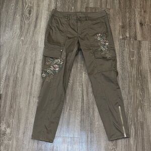 White House Black Market The Skinny Ankle Embroidered Cargos